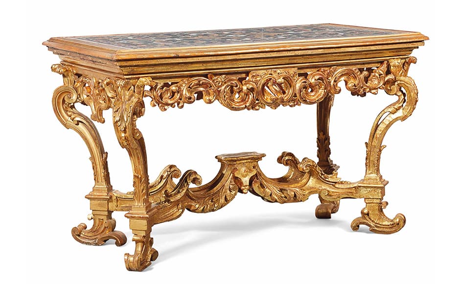 Table de milieu (plateau XVIIe et piètement XIXe)